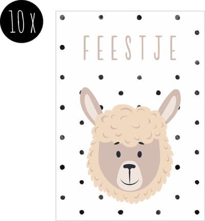10x Uitnodiging Kinderfeestje / Uitnodigingen Verjaardag / Uitnodigingskaarten | ALPACA | meisje / jongen