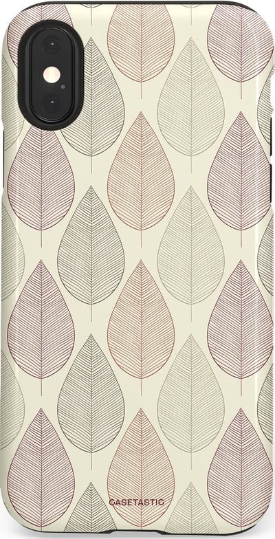 Casetastic hoesje geschikt voor Apple iPhone X / Apple iPhone XS - Dubbellaagse bescherming - Botanisch retro bladeren dans - Fashion Case - Crème