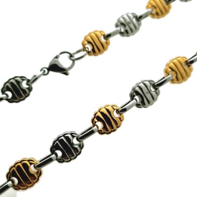 Aramat Jewels | Halskettingen | Stoere Stalen Ronde Schakelketting | Bicolor | |10mm | Staal | Volwassenen | Verkleurd niet
