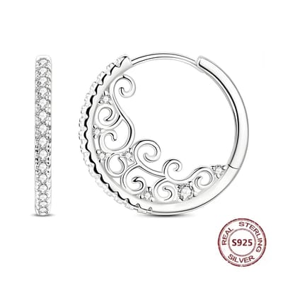 Oorringen - oorbellen - 925 sterling zilver - zirkonia bewerkt binnen - klapsluiting