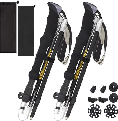 Opvouwbare telescopische wandelstokken 110-135 cm - ultralichte trekkingstokken met rubberen voetjes - loopstokken voor heren en dames