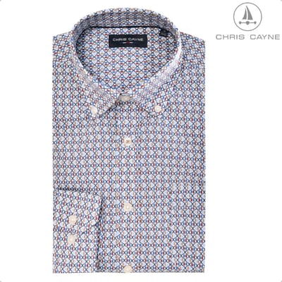 Chris Cayne overhemd lange mouw - M - blauw multi color - borstzak