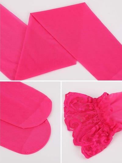 4 Paar Dames Kousen met Kant, Zijdeachtige Transparante Panty Kousen voor Elegante Lingerie en Mode