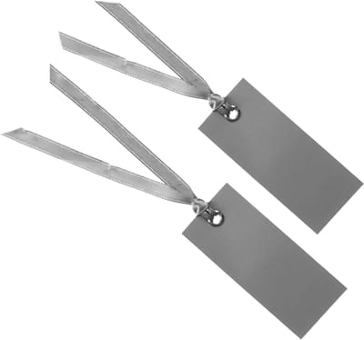 Santex cadeaulabels met lintje - 24x stuks - zilver - 3 x 7 cm - naam tags