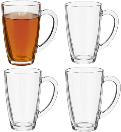 Alessandro theeglazen Bristol - met oor - 4x stuks - 420 ml - glas - 8 x 13 cm