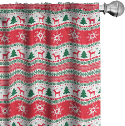 ABAKUHAUS – Gordijnen 2-delige set 75×175 cm – Vermiljoen Groen Wit – Halfdonker