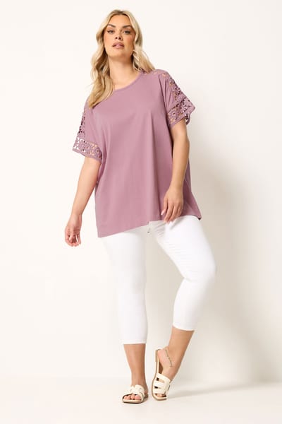 Yours Roze Gehaakt Tshirt Size 42