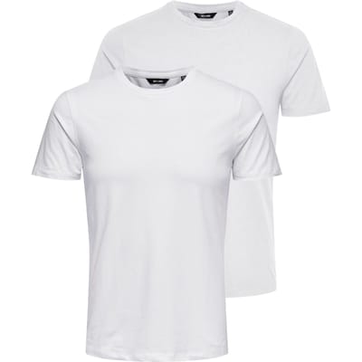 Only & Sons witte heren t-shirt   Ronde hals   Slim Fit   Korte mouw Wit S