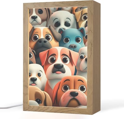 Nachtlampje 20x30 cm - Kinder lampje - Hond - Dieren - Patronen - Bruin - Meiden - Jongens - Tafellamp kinderkamer - Slaapkamer lamp - Bedlamp kinderen - Kinderlampje stopcontact - Wandlamp babykamer - Nachtlampjes
