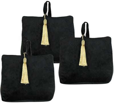 Mars & More Deurstopper - 3x - fluweel - zwart kleurig - 17 x 10 x 18 cm - voor binnen deuren