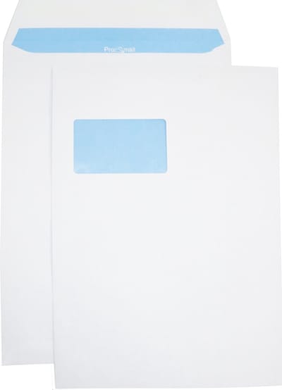 Akte enveloppen A4 - Venster links - C4 - 229 x 324 mm - 250 stuks - zelfklevend met plakstrip - 90 gram - Wit - Netuno