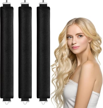 Heatless Curls - Haarrollers -Met haak- Zwart - 3 Stuks