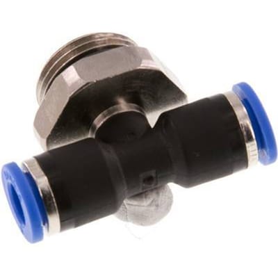 6mm x G3/8'' inline T-stuk Messing/PA 66 Insteekfitting Buitendraad Draaibaar NBR [2 Stuks]
