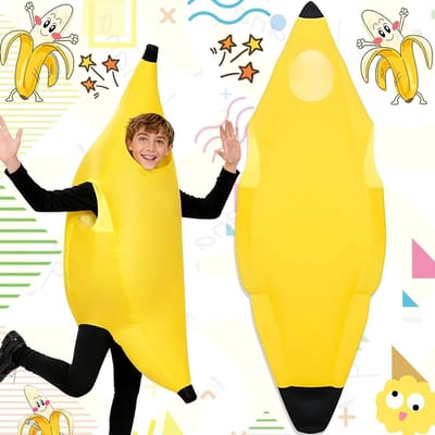 Grappig fruitkostuum in de vorm van een banaan voor volwassenen, perfect voor Halloween, carnaval en feestjes