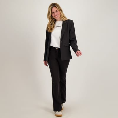 Je m'appelle Dames Broek Flared fit Met stretch - Zwart - Maat XS