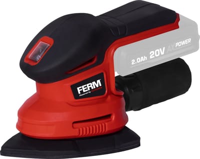 FERM - AX-POWER - PSM1031 - Accu schuurmachine - 20V - 145x100mm schuurzool - Stofzak - Zonder Accu en lader - Met - 5 schuurvellen - en - Stofzak -Snoerloos - Deltaschuurmachine - Handpalmschuurmachine - Detailschuurmachine