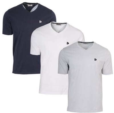3-Pack Donnay - T-shirt (Berno) - Sportshirt - V-hals shirt - Heren - Navy/White/Light grey (754) - maat S