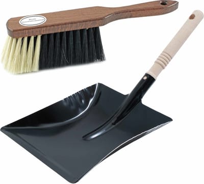 Sorex Luxe stoffer en blik set - bruin/zwart - metaal/hout - voor binnen - Zachte stoffers