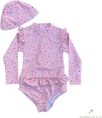 Rammelaar&Co UV-Badpak Pink Dots – Badpak Meisjes – Maat 12-18 maanden