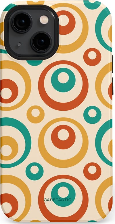 Casetastic hoesje geschikt voor Apple iPhone 13 mini - MagSafe - Dubbellaagse bescherming - Bolletjes boogie - Fashion Case - Crème Terracotta Goud Turquoise