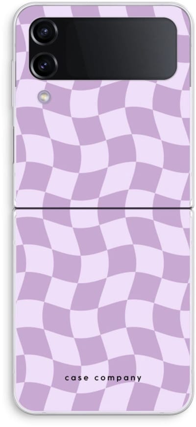 Case Company® - Hoesje geschikt voor Samsung Galaxy Z Flip4 hoesje - Grid Paars - Soft Cover Telefoonhoesje - Bescherming aan alle Kanten en Schermrand