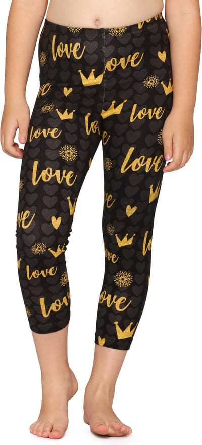 Merry Style Meisjes Leggings - Vrijetijdsbroek - Capri - Katoen - MS-MS10-405-LE - Grafiet/Liefde en Kroon - 110