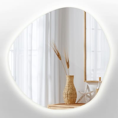Tulup LED Spiegel - Onregelmatige Spiegel - 48 cm x 48 cm - Spiegel Met Onregelmatige Vorm - LED-spiegel voor Gang - Neutraal Wit 4000K - Spiegel Met Verlichting - LED Wandspiegel Boho