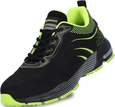 ELIWORX S1PL Veiligheidsschoenen Heren Staalneus – Onyx Pro Mesh Werkschoenen Antislip – Zwart/Neon – 46