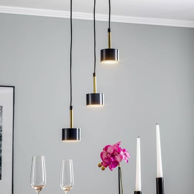 Eko-Light Hanglamp Arena rond 3-lamps, blauw-goud