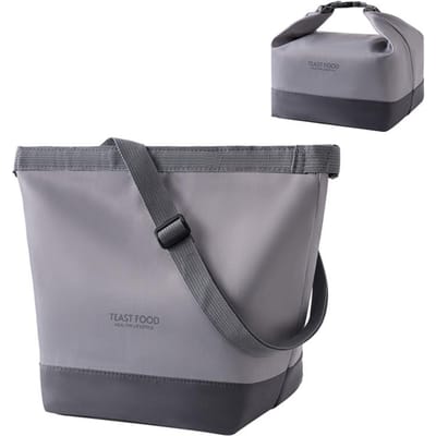 Draagbare Lunchtas met Gesp Duurzame Geïsoleerde Lunchbox Tote Koeltas Handtas Thermisch Bento Zakje Voedseldrager Schoudertassen gray