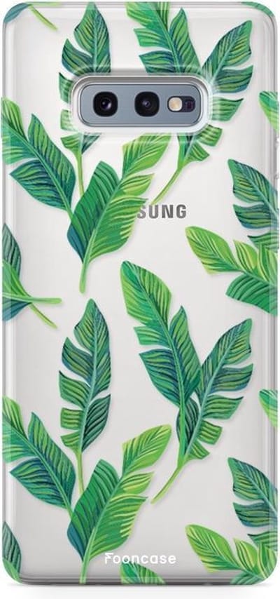 Fooncase Hoesje Geschikt voor Samsung Galaxy S10e - Shockproof Case - Back Cover / Soft Case - Banana leaves / Bananen bladeren
