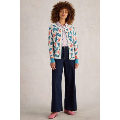 White Stuff Lulu Printed Cardi Natural Print Maat: 12 | Lichte Jassen Outlet | Dames | Blauw