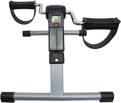 Mini Fiets Pedaal - Oefenfiets Hometrainer - Armen Benen Trainen - Opvouwbaar LCD Scherm - 36 cm Hoog - Grijs