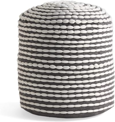 Ronde Poef - Ottomaanse Poef - Zitruimte Creëren - Handgemaakt Uniek Product - 20 x 20 x 16 inch - Wit