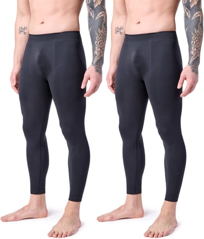 Ladeheid Heren Thermobroek 2 Pack - Sport - Lang - Sporbroek - Polyamide – Zwart/Zwart – S - LA-LA40-260-TMPM-2B