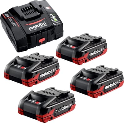 Metabo basisset 4x LiHDX accupack 18 V 4.0 Ah accu ( 4x 624974000 ) + ASC 290 lader ( 627370000 )