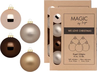 Inge Christmas Goods kerstballen - 24x st - bruin tinten - glas - 8 cm