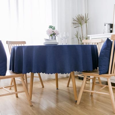 Ronde Tafelkleed Katoen Linnen Effen Kleur Anti-Vlek Restaurant Buiten - Diverse Maten