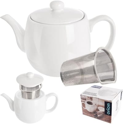 Theepot met Filter Porselein Wit MONA 700 ml - Koffie- en Thee Pot - Infuser - Theezeef - Filter - Zeef