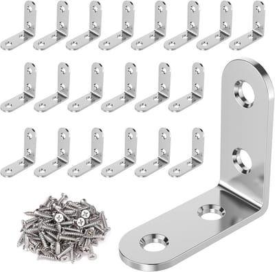 Hoekverbinders RVS 20 Stuks, 40 x 40 mm, 90 Graden, Duurzaam en Sterk voor Meubelmontage