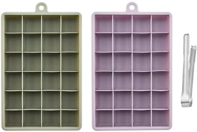 Dailygoods- IJsvorm Vierkant - IJsblokjesvorm met Deksel - IJsclip Roestvrij Staal - 2 Stuks - Silicone - Grootte 17x11,5 cm
