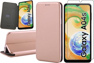 Hoesje geschikt voor Samsung Galaxy A04s / A13 5G - Screen Protector GlassGuard - Book Case Kunstleer ThinShield Roségoud & Screenprotector