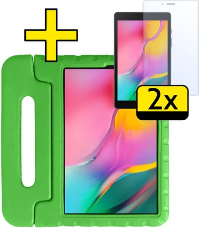 Hoes - Geschikt voor Samsung Galaxy Tab A 8.0 (2019) - Met 2x Screenprotector - Kinderhoes Shockproof Bumper - Kidsproof Case - Tablet Hoesje - Kinder Cover - Groen
