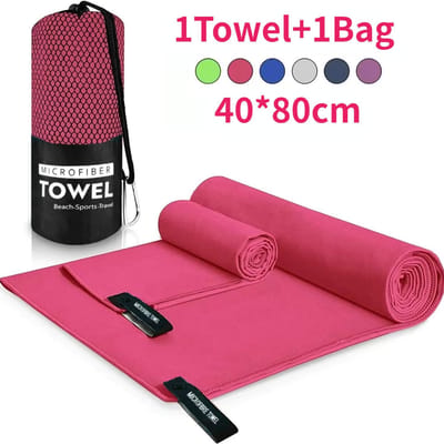 1 stuks sport microvezel snel drogende zak handdoek draagbare ultralichte absorberende handdoek voor zwembad sportschool fitness yoga strand handdoek rozerode kleur