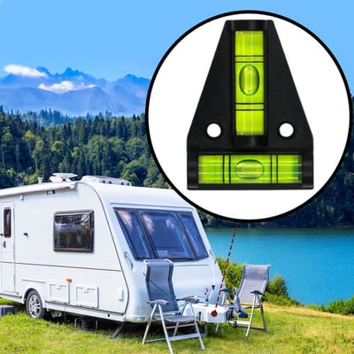 Decopatent - Mini Stelwaterpas Driehoek - Voor o.a. Caravan & Camper - T-Type Kruis Waterpas - Caravan Waterpas - Kleur: Zwart