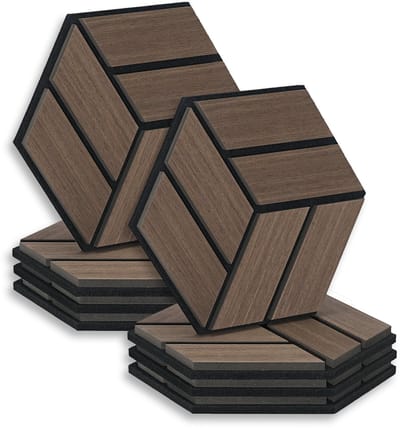 Homestyle4u akoestisch paneel - 8 stuks - Bruin - Zeshoek