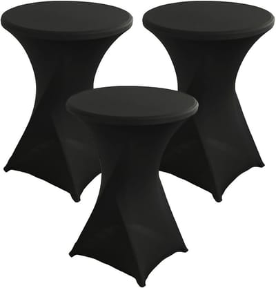 Set van 3 stretch statafelhoezen voor bistrotafels, onderhoudsvriendelijk en sneldrogend, zwart, Ø 60/80 cm
