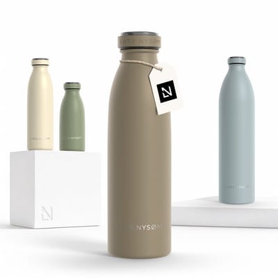 LARS NYSØM Ren Roestvrijstalen drinkfles 500ml - BPA-vrij geïsoleerde waterfles 0,5 Liter (Taupe Brown)