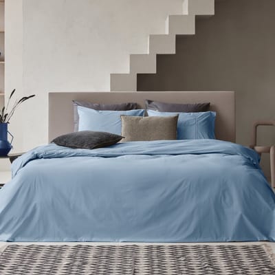 Dekbedovertrek - Egyptisch Katoen - effen - blue - blauw - 1-persoons - 140 x 200/220 cm + 1 kussensloop - Dreamers Den