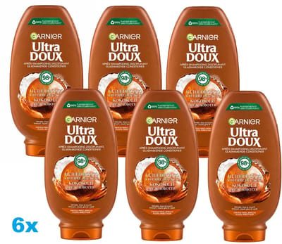 Garnier Ultra Doux Conditioner Kokosolie & Cacaoboter – 6 x 250 ml – Gladmakende Conditioner voor Pluizig Haar